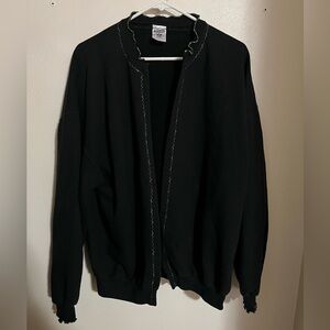 JERZEES Classic Custom Rainbow Ruffle Trim Fleece Cardigan Black Women's Size XL